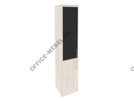 Шкаф высокий узкий лев/прав (1 низкий фасад ЛДСП + 1 средний фасад стекло лакобель в раме) O.SU-1.2R(L)/(R) black на Office-mebel.ru