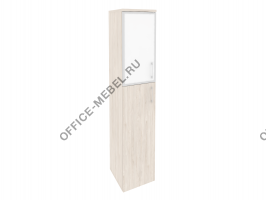 Шкаф высокий узкий прав/лев (1 средний фасад ЛДСП + 1 низкий фасад стекло лакобель в раме) O.SU-1.7R(L)/(R) white на Office-mebel.ru
