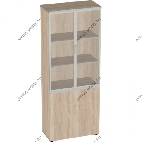 Шкаф высокий широкий со стеклом в алюм. раме V-2.2+4.0+4.4+2*V на Office-mebel.ru