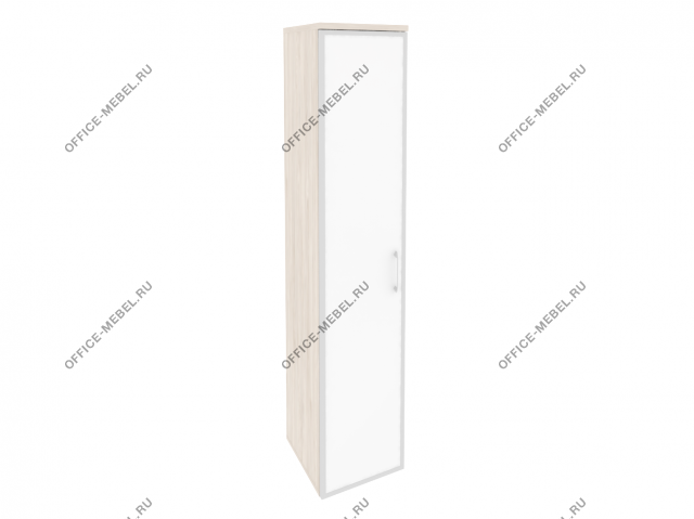 Шкаф высокий узкий лев/прав (1 высокий фасад стекло лакобель в раме) O.SU-1.10R(L)/(R) white на Office-mebel.ru