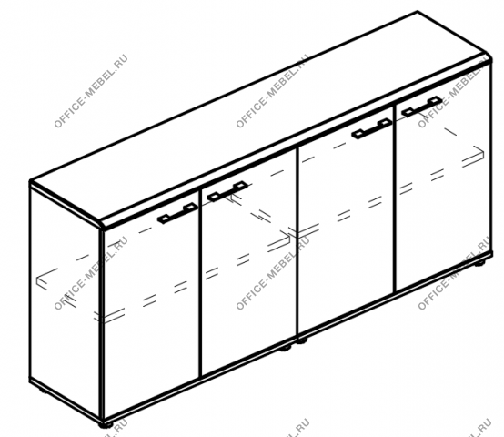 Шкаф низкий комбинированный закрытый (топ МДФ) МР 9355 на Office-mebel.ru