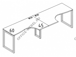 Рабочая станция со столами эргономичными "Классика" на металлокаркасе QUATTRO (2х1200) А4 Б4 031-2 БП на Office-mebel.ru