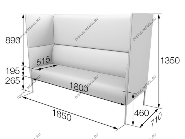 Мягкая мебель для офиса Диван 3-местный высокий Brd3H-2 на Office-mebel.ru