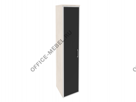 Шкаф высокий узкий лев/прав (1 высокий фасад стекло лакобель в раме) O.SU-1.10R(L)/(R) black на Office-mebel.ru