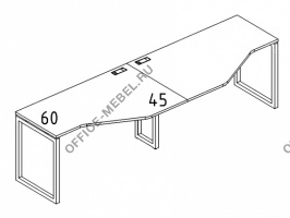  Рабочая станция со столами эргономичными "Техно" на металлокаркасе QUATTRO (2х1600) А4 Б4 055-2 БП на Office-mebel.ru