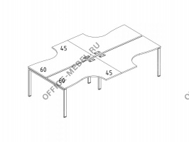 Рабочая станция со столами эргономичными "Классика" на металлокаркасе UNO (4х1600) А4 Б1 182-2 БП на Office-mebel.ru