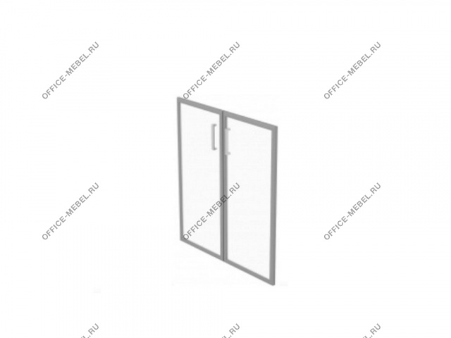 Двери стеклянные в металлической раме низкие (комплект 2 шт.) 41.46.х  на Office-mebel.ru