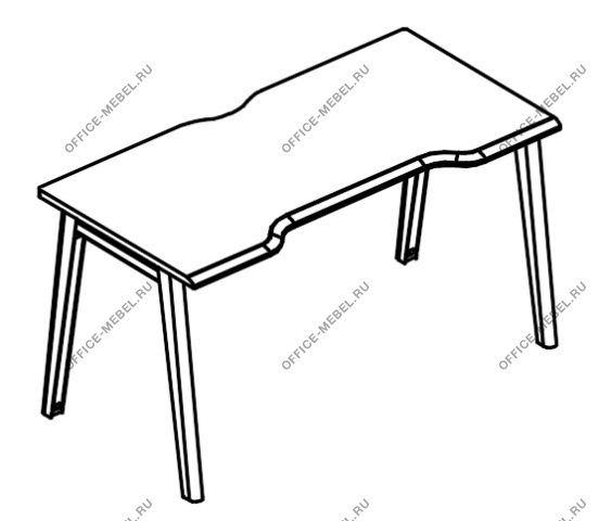 Стол Симметрия на металлокаркасе МТ (1 скос) МР Б1Б 015.04 на Office-mebel.ru