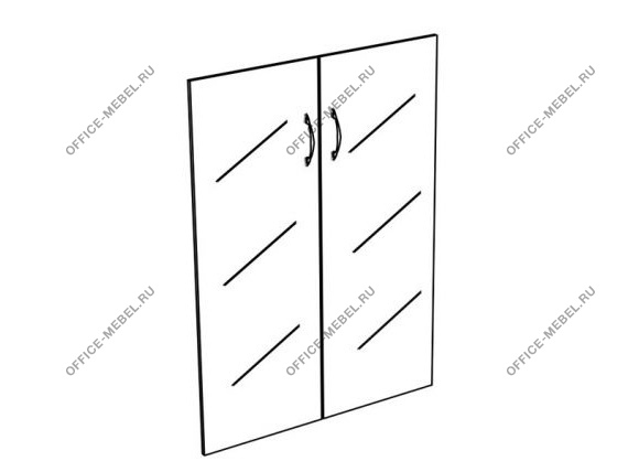 Двери стеклянные средние прозрачные (2шт) К 604 на Office-mebel.ru