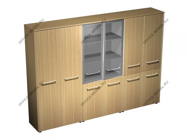 Шкаф комбинированный ( одежда - стекло - закрытый, 4 двери) МЕ 377 на Office-mebel.ru