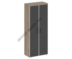 Шкаф высокий широкий (2 высоких фасада стекло лакобель белый в раме) SK.ST-1.10R black на Office-mebel.ru