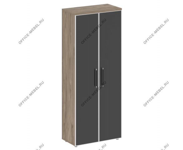 Шкаф высокий широкий (2 высоких фасада стекло лакобель белый в раме) SK.ST-1.10R black на Office-mebel.ru