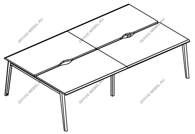 Рабочая станция 4х120 на каркасе МТ 1 скос МР Б1Б 177.02-2 на Office-mebel.ru