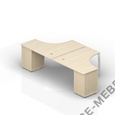 Составной стол на 2 рабочих места (2 громмета) на опорных тумбах (4 ящика) - приставной элемент ST2TPG1414 на Office-mebel.ru