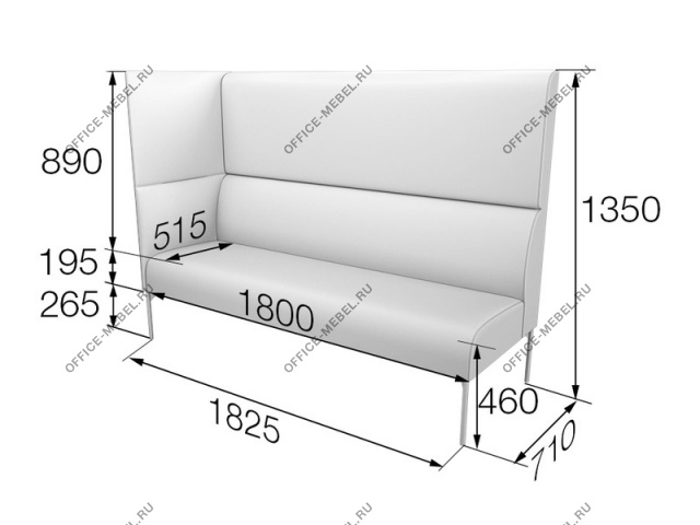 Мягкая мебель для офиса Секция 3-местная высокая правая (левая) Brd3HR(3HL) на Office-mebel.ru