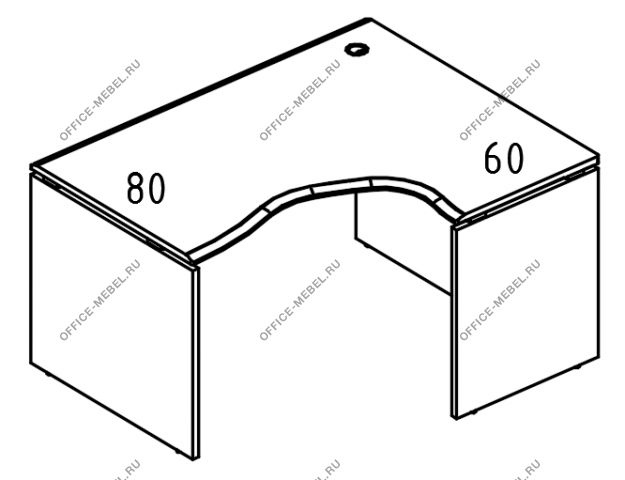 Стол эргономичный на каркасе ДСП (2 скоса) правый МР МП 086.01 на Office-mebel.ru