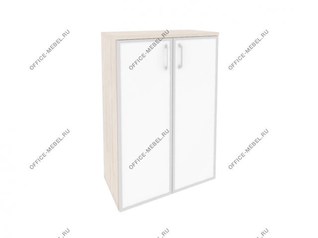 Шкаф средний широкий (2 средних фасада стекло лакобель в раме) O.ST-2.4R white на Office-mebel.ru