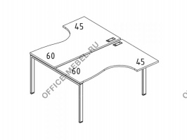 Рабочая станция со столами эргономичными "Классика" на металлокаркасе UNO (2х1200) А4 Б1 180 БП на Office-mebel.ru