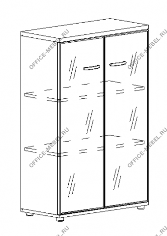 Шкаф средний со стеклом в алюминиевой рамке А4 9367  на Office-mebel.ru