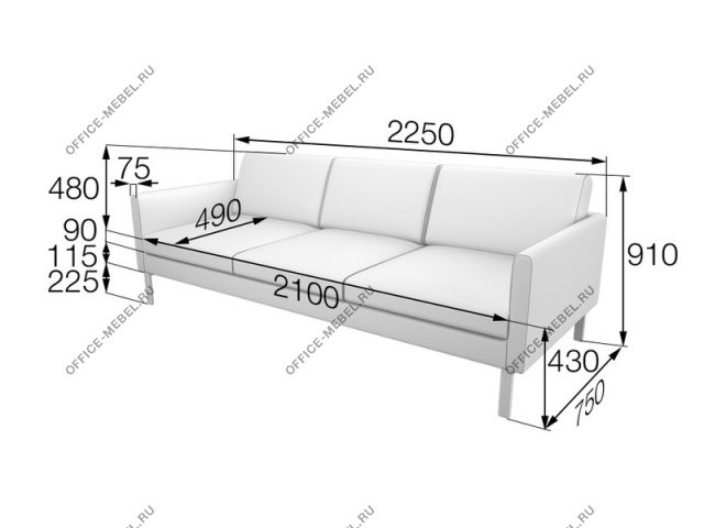 Мягкая мебель для офиса Диван трехместный OL3 на Office-mebel.ru