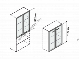 Двери стеклянные в алюминиевом профиле (компл. 2 шт.) MDF631 на Office-mebel.ru