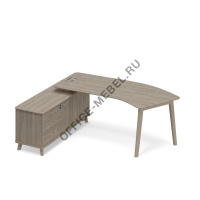 Стол руководителя эргономичный на опорной тумбе л\п (тип 5) WOOD, ТМ В2 125 на Office-mebel.ru