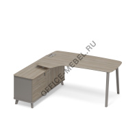 Стoл руководителя левый (тип 4) эргономичный с тумбой ТМ М1 121 на Office-mebel.ru