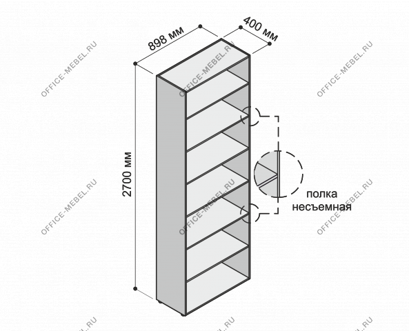 Шкаф высокий открытый MDF609 на Office-mebel.ru