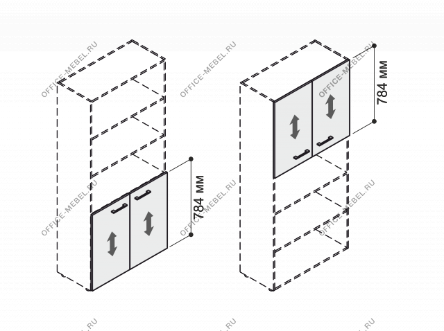 Двери низкие деревянные для шкафа MDF614 на Office-mebel.ru