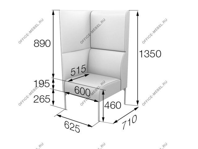 Мягкая мебель для офиса Секция 1-местная высокая правая (левая) Brd1HR(1HL) на Office-mebel.ru