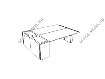 Двойной стол с боковым пьедесталом DK166BLIC на Office-mebel.ru