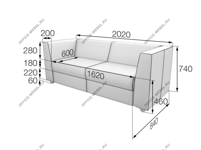 Мягкая мебель для офиса Диван трехместный Nap3 на Office-mebel.ru