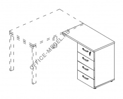 Тумба приставная 4-х ящичная с замком А4 9224 на Office-mebel.ru