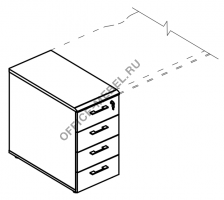 Тумба 4 ящика приставная с замком 2 скоса МР 9220-2 на Office-mebel.ru