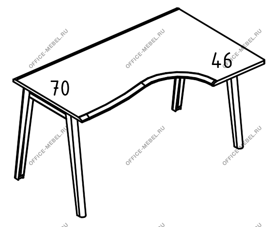 Стол Классика на каркасе МТ 2 скоса правый МР Б1Б 044.01  на Office-mebel.ru