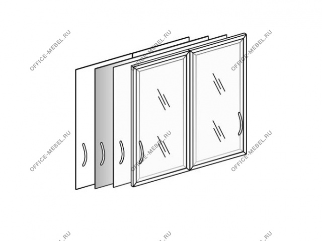 Двери стекло прозрачное низкие к шкафу х43, х22, х23 (компл. 2 шт.) 130-2 на Office-mebel.ru