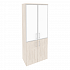 Шкаф высокий широкий (2 низких фасада ЛДСП + 2 средних фасада стекло лакобель в раме) O.ST-1.2R white на Office-mebel.ru 1