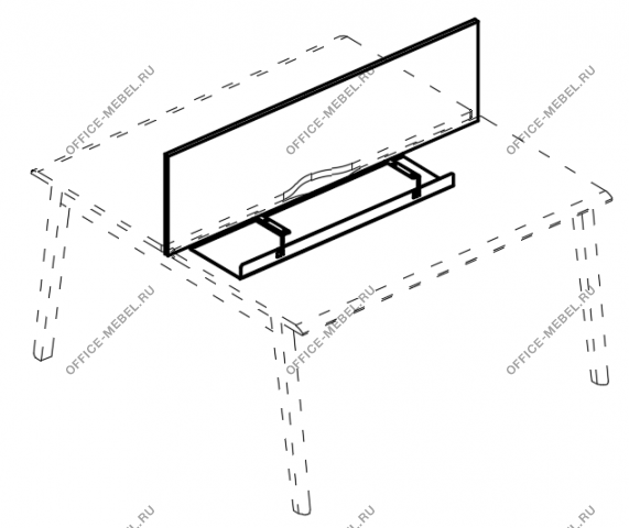 Экран настольный для стола 160 с двумя кабель-каналами А4 Б 848 на Office-mebel.ru