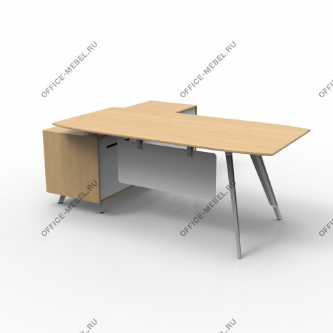 Стол руководителя на опорной сервисной тумбе, правый EA87R на Office-mebel.ru