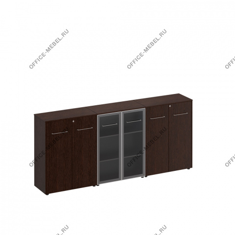 Шкаф комбинированный средний(закрытый - стекло - закрытый) МЕ 338 на Office-mebel.ru