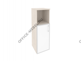 Шкаф средний узкий лев/прав (1 низкий фасад стекло лакобель в раме) O.SU-2.2R(L)/(R) white на Office-mebel.ru