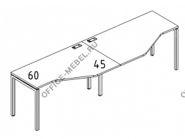 Рабочая станция со столами эргономичными "Техно"на металлокаркасе DUE(2х1600) А4 Б2 055-2 БП на Office-mebel.ru