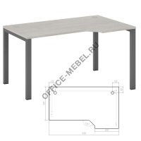 Стол эргономичный правый на металлоопорах  NLN36322734 на Office-mebel.ru