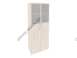 Шкаф высокий широкий (2 средних фасада ЛДСП + 2 низких фасада стекло в раме) O.ST-1.7R на Office-mebel.ru