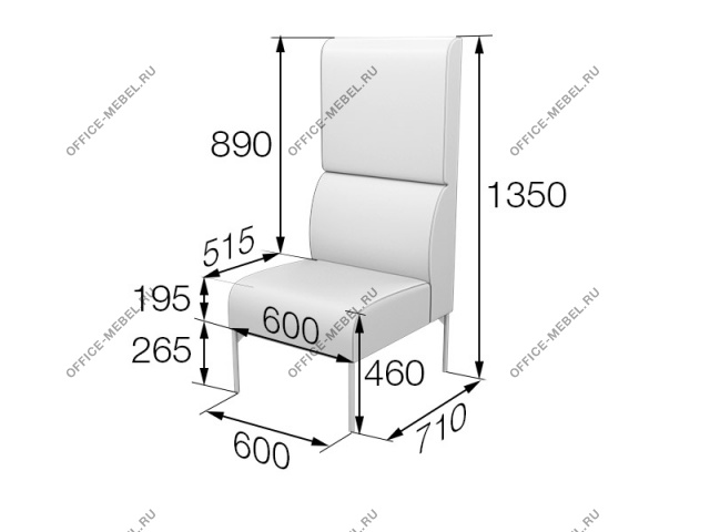 Мягкая мебель для офиса Секция 1-местная высокая Brd1H на Office-mebel.ru