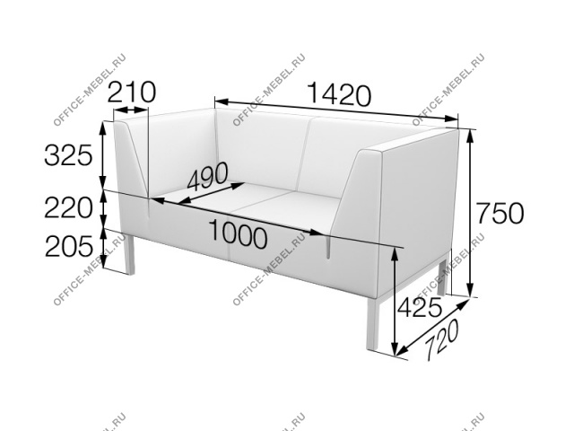 Мягкая мебель для офиса Диван двухместный Rt2 на Office-mebel.ru