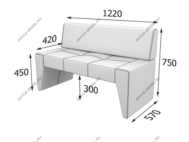 Мягкая мебель для офиса Диван двухместный Kit2 на Office-mebel.ru
