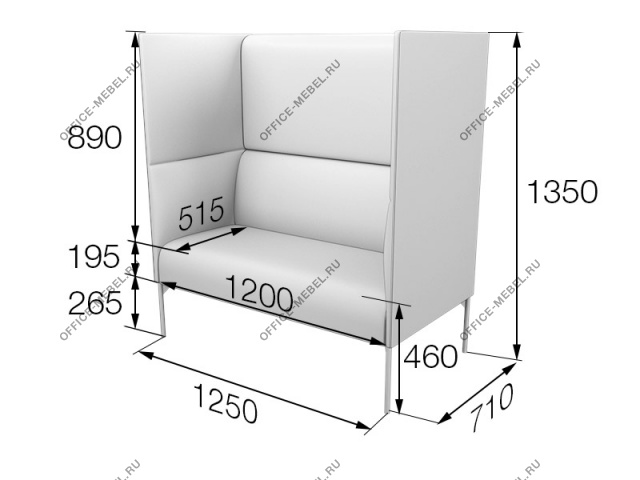 Мягкая мебель для офиса Диван 2-местный высокий Brd2H-2 на Office-mebel.ru