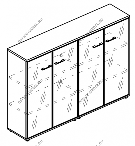 Шкаф средний двери стекло в рамке (топ ДСП) МР 9493 на Office-mebel.ru