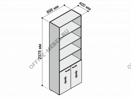 Шкаф высокий с 2-мя низкими дверьми MDF607+614 на Office-mebel.ru